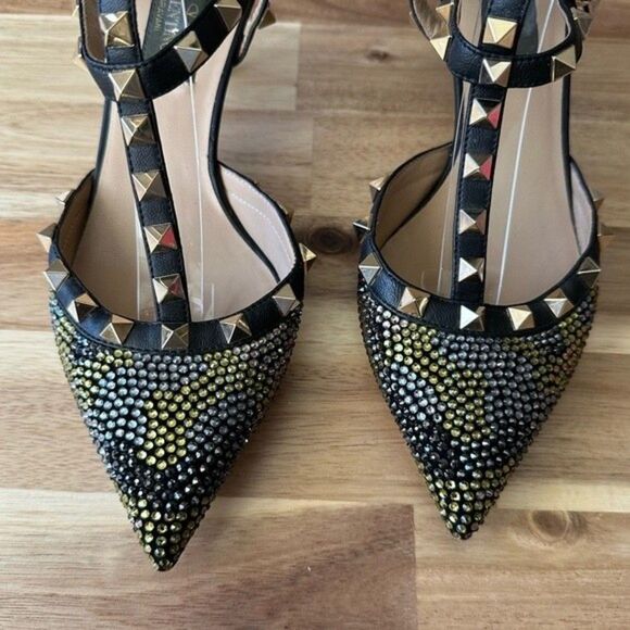 Valentino Rockstud Crystal Camo Kitten Heels Slingback Pump - Picture 7 of 13